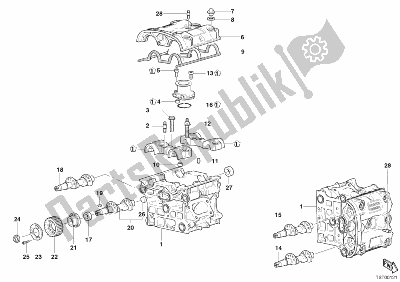 Tutte le parti per il Testata del Ducati Superbike 999 R 2003